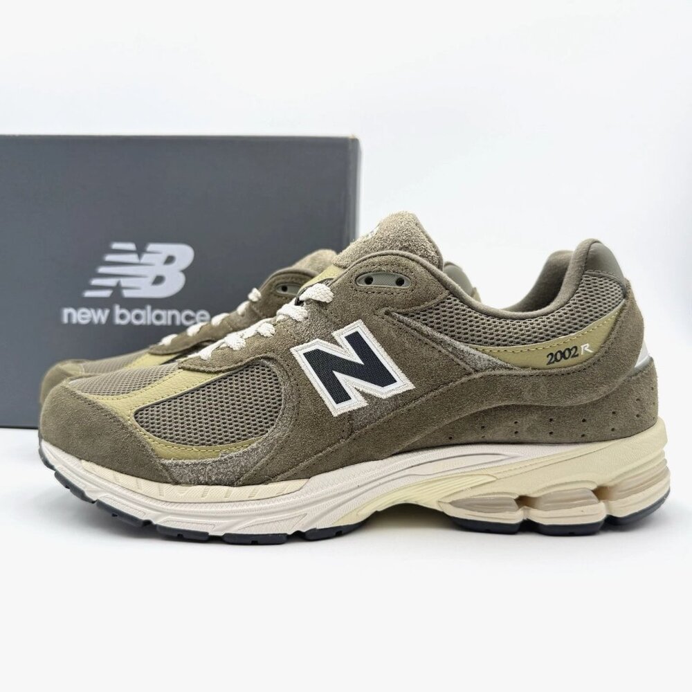 New Balance 2002R Olive Green Tan Athletic Sneakers